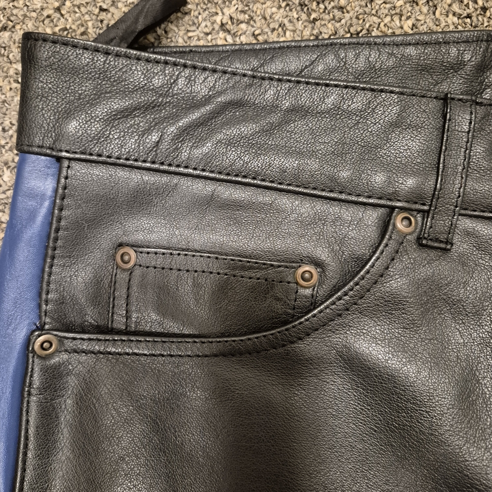 Black and Blue Leather Pants - Picture 8 of 16